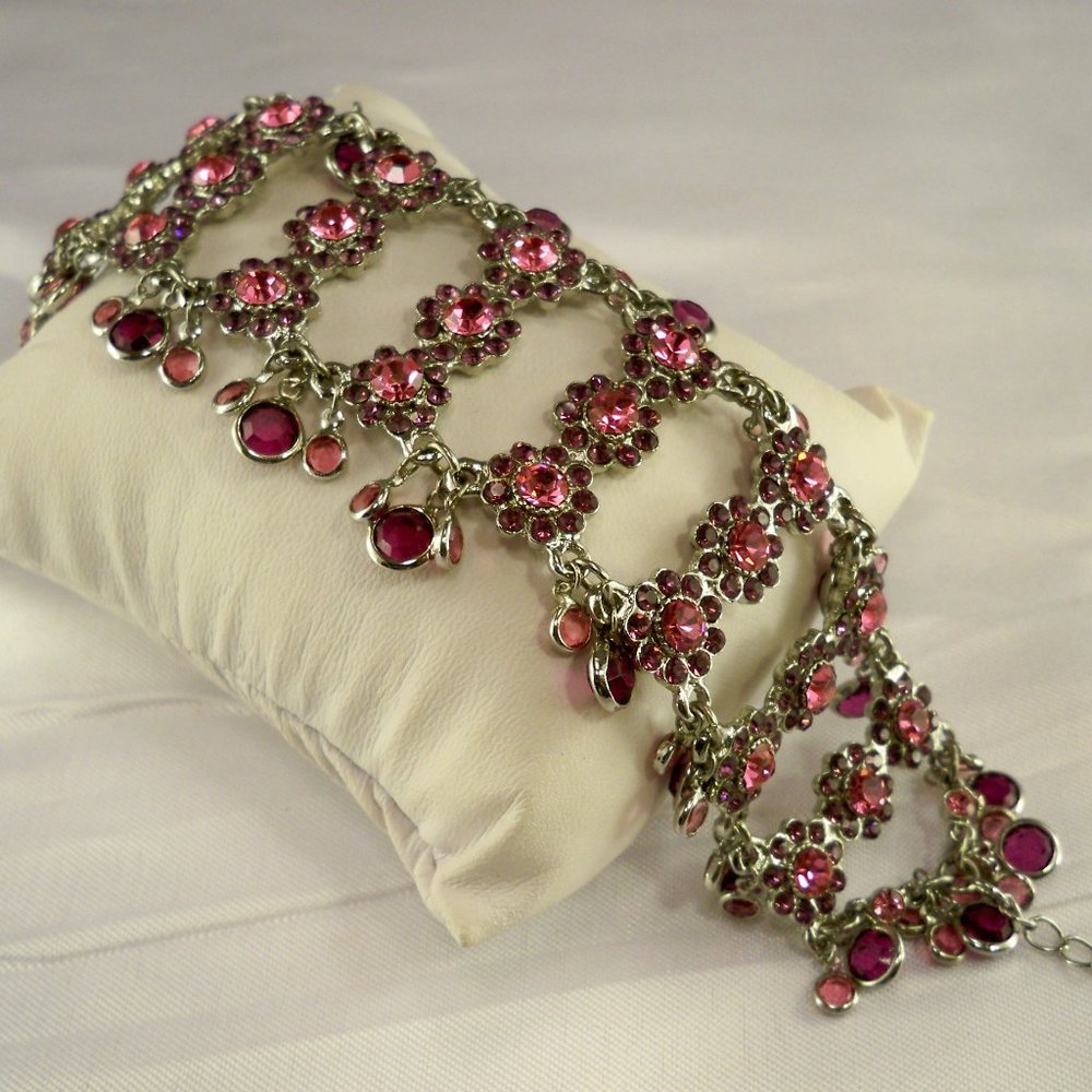 New Pink Bezel Stones, Dangle, Designer Bracelet